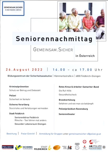 Einladung zum Seniorennachmittag – Gemeinsasm.Sicher in Österreich