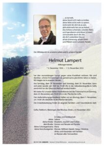 Wir trauern um unseren Obmann Helmut Lampert