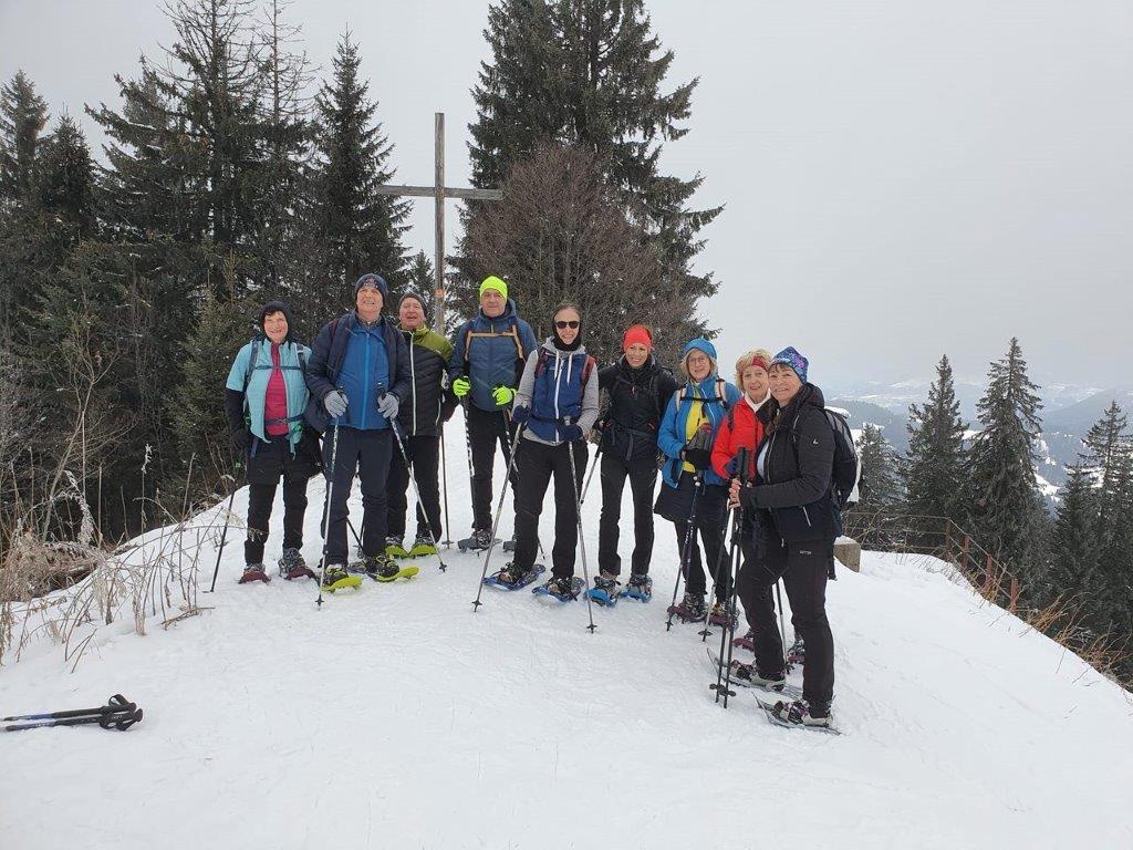 Erste Schneeschuh-Wanderung 2023 des Vereins  Vorarlberg 50plus Ortsgruppe Höchst auf das Hochälpele